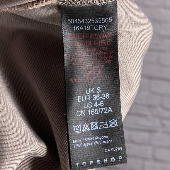 Topshop US‎ 4 6 UK Small S Taupe Velour Velvet Wide Leg High Rise Pull On Pants - Picture 8 of 8